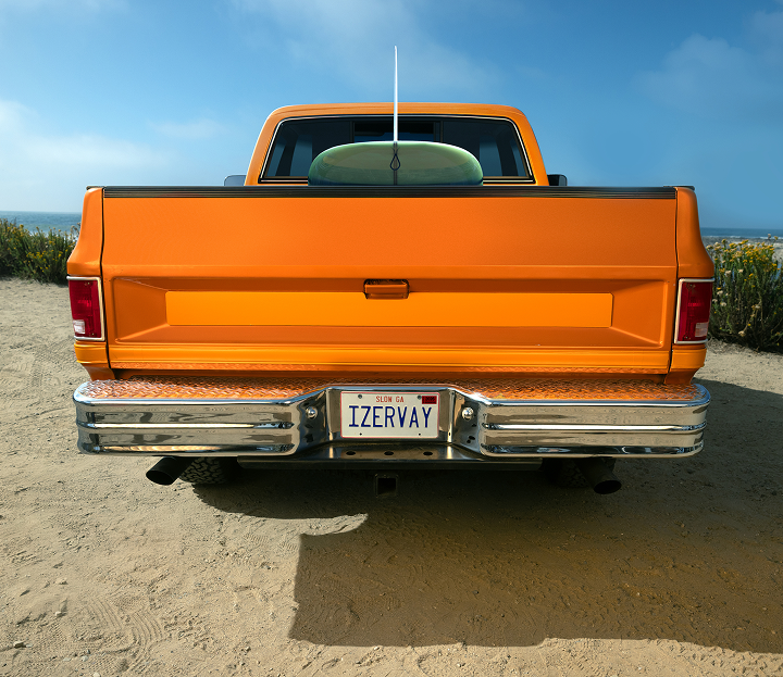 Orange truck license plate