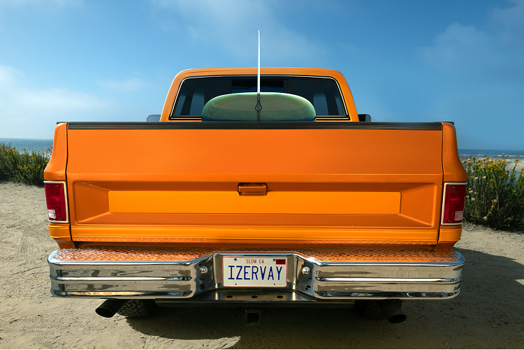 Orange truck license plate